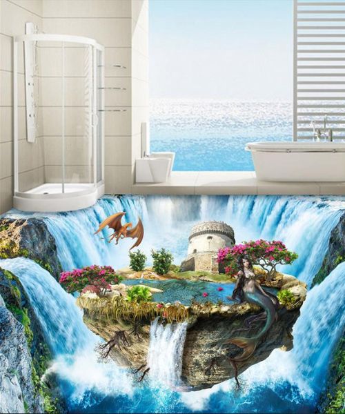 3D Wasserfall Stufen Wandtattoo