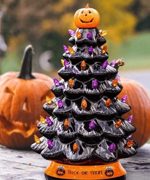 Halloween Farbige Lichter Weihnachtsbaum