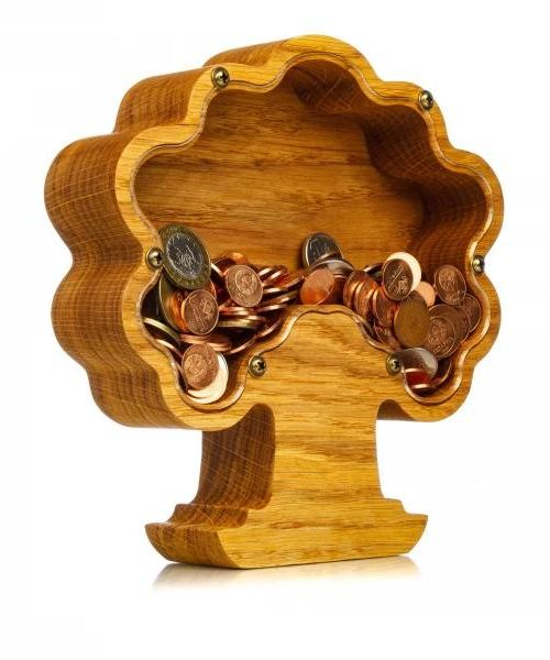 Holz-Sparschwein Bonsai-Baum Spardose