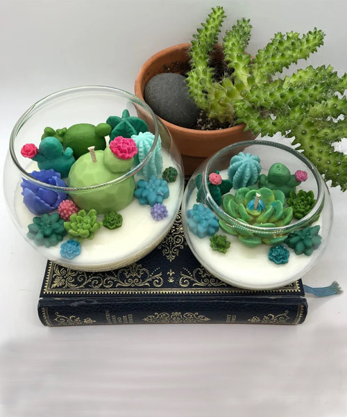 Sukkulente Kakteen Terrarium Garten Handgemachte Soja Kerze Sukkulente Kakteen Terrarium Garten Handgemachte Soja Kerze