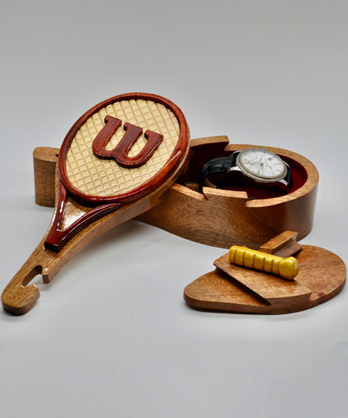 Tennisschlaeger Holzpuzzle-Box