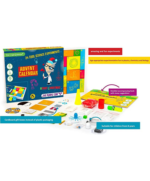 Der Adventskalender für verrückte Wissenschaftler der lila Kuh