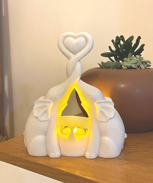 Elefant Liebe Kerzen staender Statue