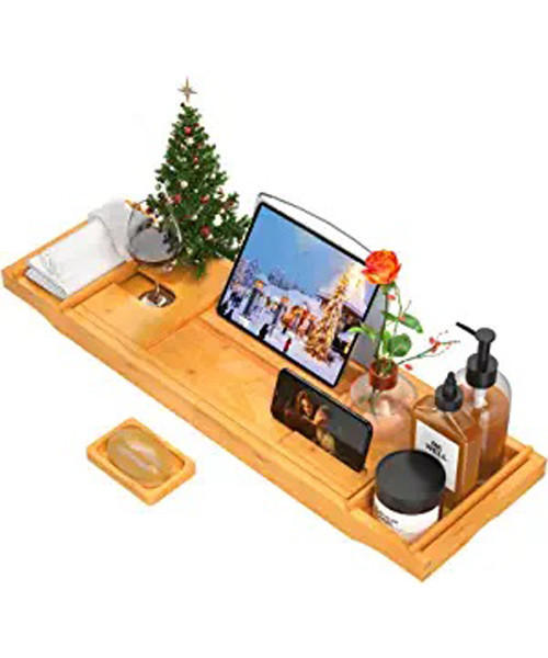 FURNINXS Bambus-Badewannen-Tablett für Badewanne