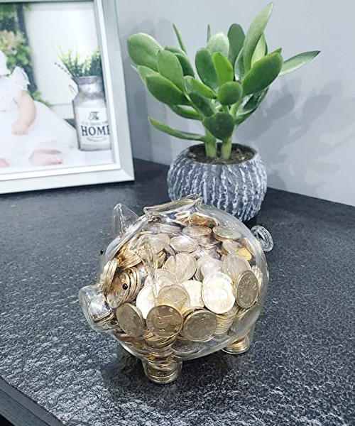 Niedliches Sparschwein aus Klarglas