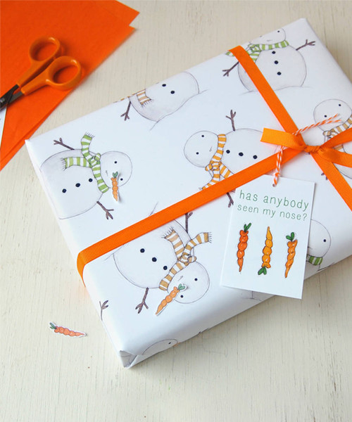 Weihnachten Schneemann Geschenkpapier